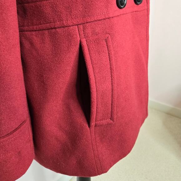 METAPHOR Womens Red Hooded Winter Coat Size M Button Front Fully Lined Pockets M - Picture 8 of 13